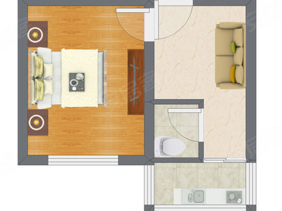 1室1厅 32.80平米户型图