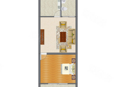 1室1厅 35.78平米户型图