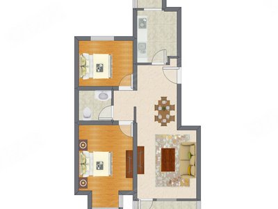 2室2厅 87.96平米