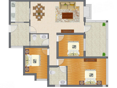 3室2厅 95.47平米