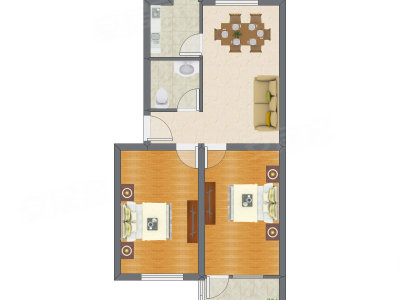 2室2厅 82.49平米户型图