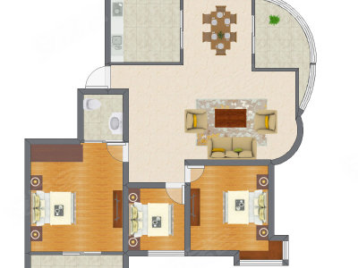 3室2厅 96.46平米