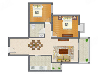 2室1厅 98.11平米