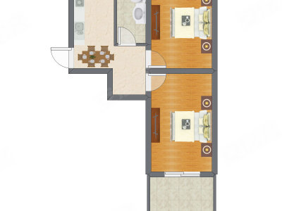 2室1厅 40.75平米