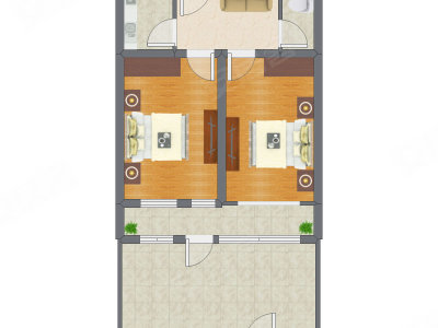 2室1厅 60.17平米户型图