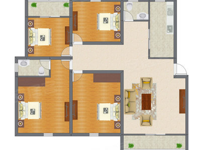 4室2厅 143.50平米