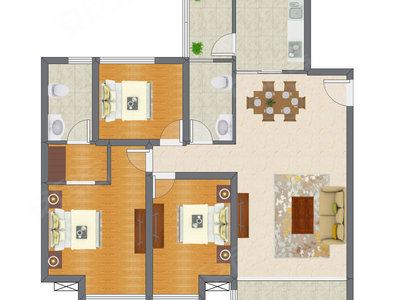 3室2厅 125.77平米