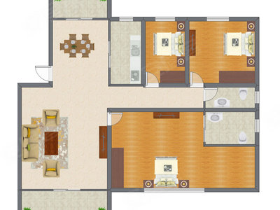 3室2厅 150.96平米
