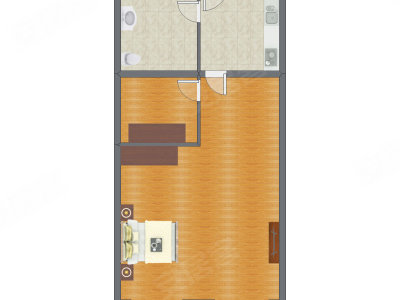 1室1厅 70.99平米户型图