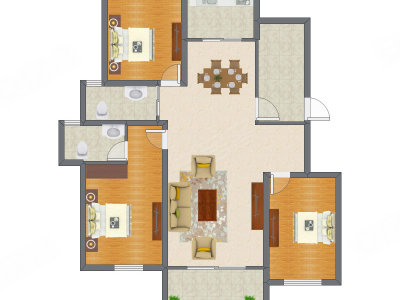3室2厅 105.23平米