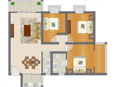 3室2厅 105.25平米