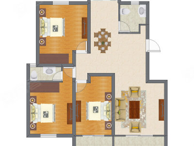 3室2厅 123.50平米户型图