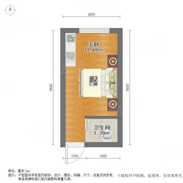 文华街三号院1室1厅1卫20.03㎡北14.5万