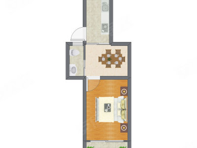 1室1厅 41.60平米户型图