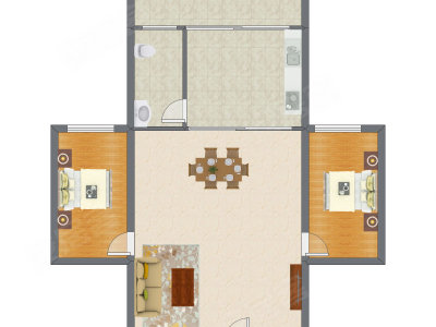 2室2厅 128.00平米户型图