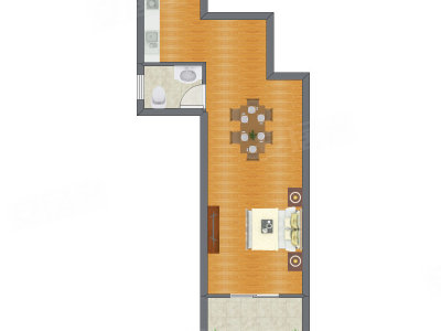 1室1厅 48.60平米