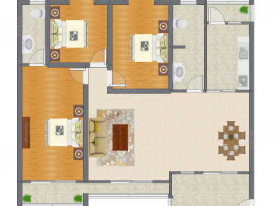 3室2厅 143.75平米户型图