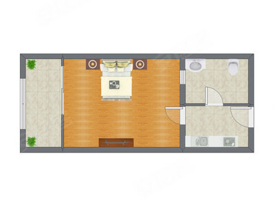 1室0厅 62.57平米户型图