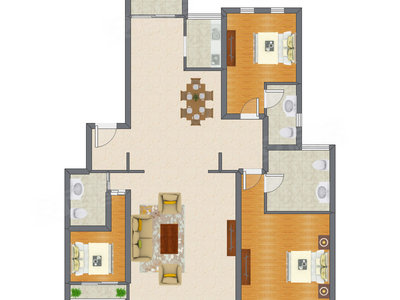 3室2厅 188.40平米户型图