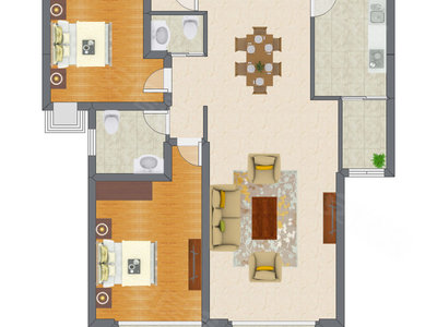 2室2厅 117.00平米