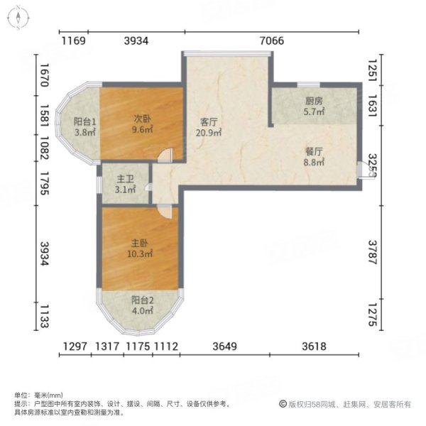 夏威夷北岸2室2厅1卫88㎡南北99万