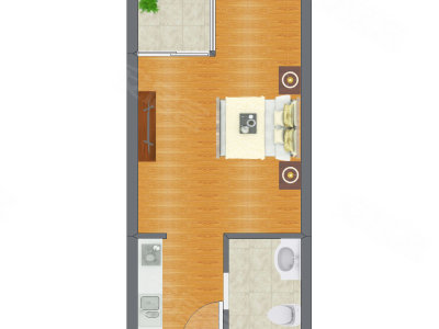1室0厅 40.35平米户型图
