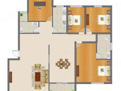 4室2厅 202.00平米户型图