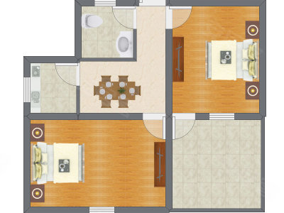 2室1厅 83.74平米