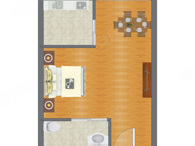 1室0厅 30.86平米户型图