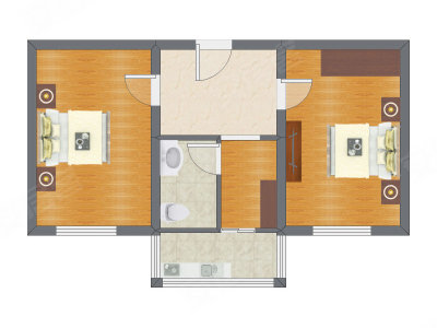 2室1厅 58.33平米户型图