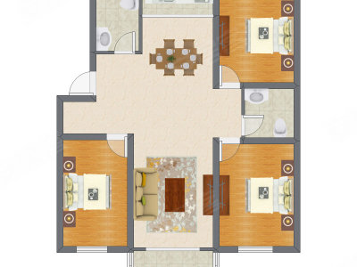 3室2厅 120.62平米户型图