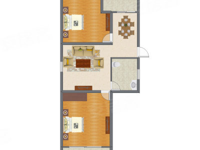 2室2厅 52.90平米户型图