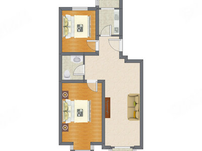 2室1厅 90.89平米户型图