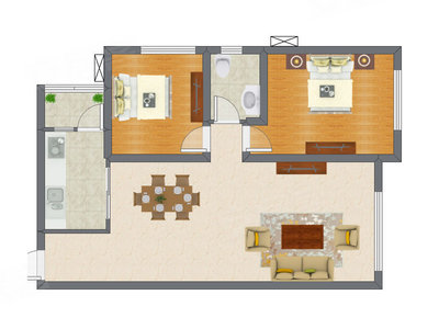 2室2厅 85.45平米户型图