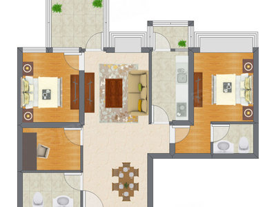 3室2厅 79.12平米
