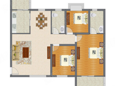 3室2厅 125.98平米