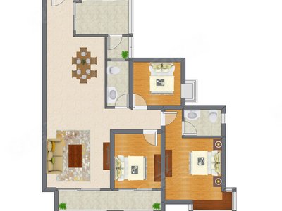 3室2厅 113.00平米