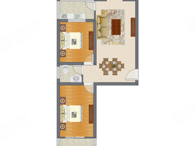 2室2厅 99.46平米户型图