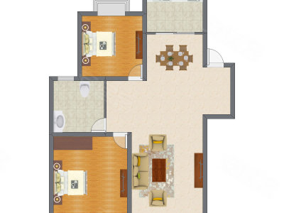 2室2厅 92.20平米户型图