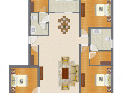 3室2厅 157.71平米户型图