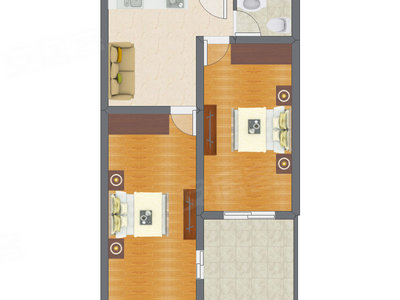 2室1厅 58.94平米户型图