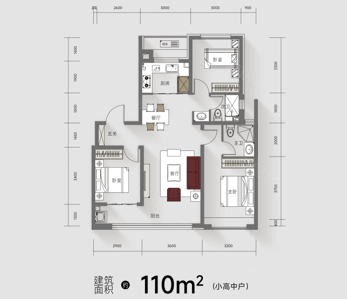 国今风华3室2厅2卫110㎡南北154万