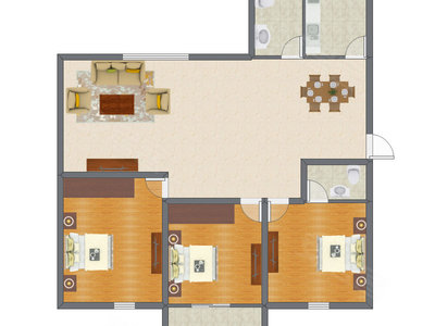 3室2厅 118.22平米户型图