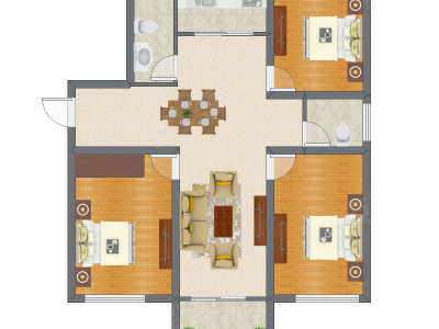 3室1厅 123.00平米