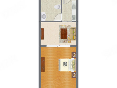 1室1厅 51.06平米户型图