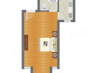 1室0厅 39.56平米户型图