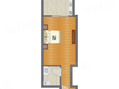 1室0厅 50.78平米户型图
