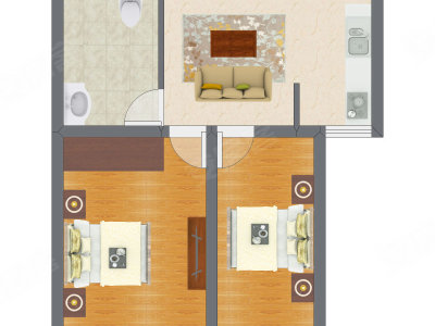 2室1厅 48.90平米户型图