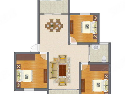3室2厅 82.76平米