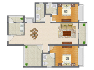 2室2厅 112.00平米户型图